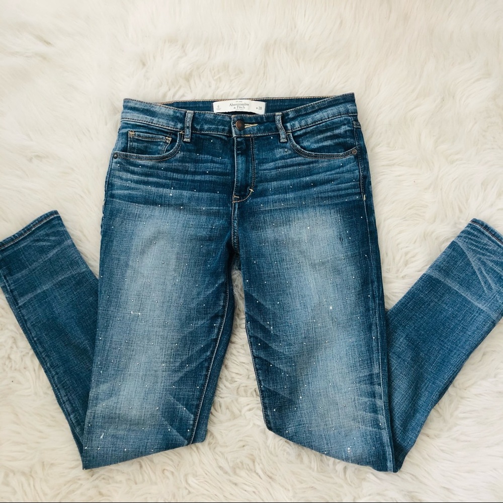 A&F Mid-Rise Skinny Jeans with Glitters - Size 28